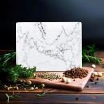 Cam Kesme Ve Sunum Tablası | Beyaz Mermer Görünümlü | 20cm x 30cm