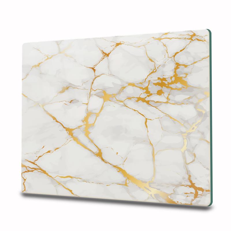 Cam Kesme Ve Sunum Tablası | Beyaz Gold Mermer | 25cm x 35cm